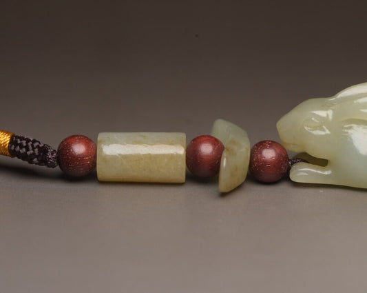 Collection Chinese Hetian Jade Carved Cute Rabbit Statue Nice Figurines Art Rare