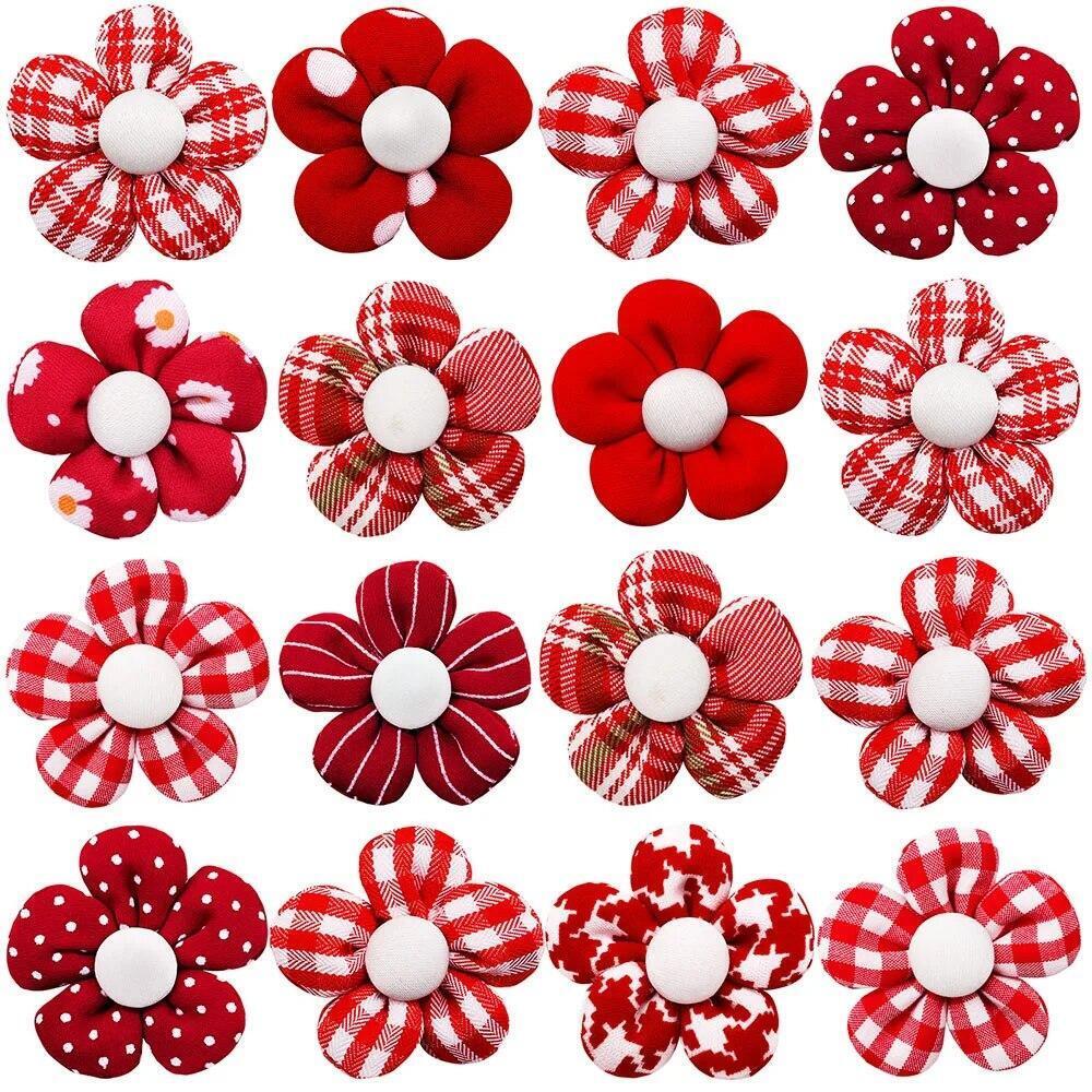 50pcs Small Dog Hair Bows Puppy Rubber Band Flower Bowknot Grooming Accessories