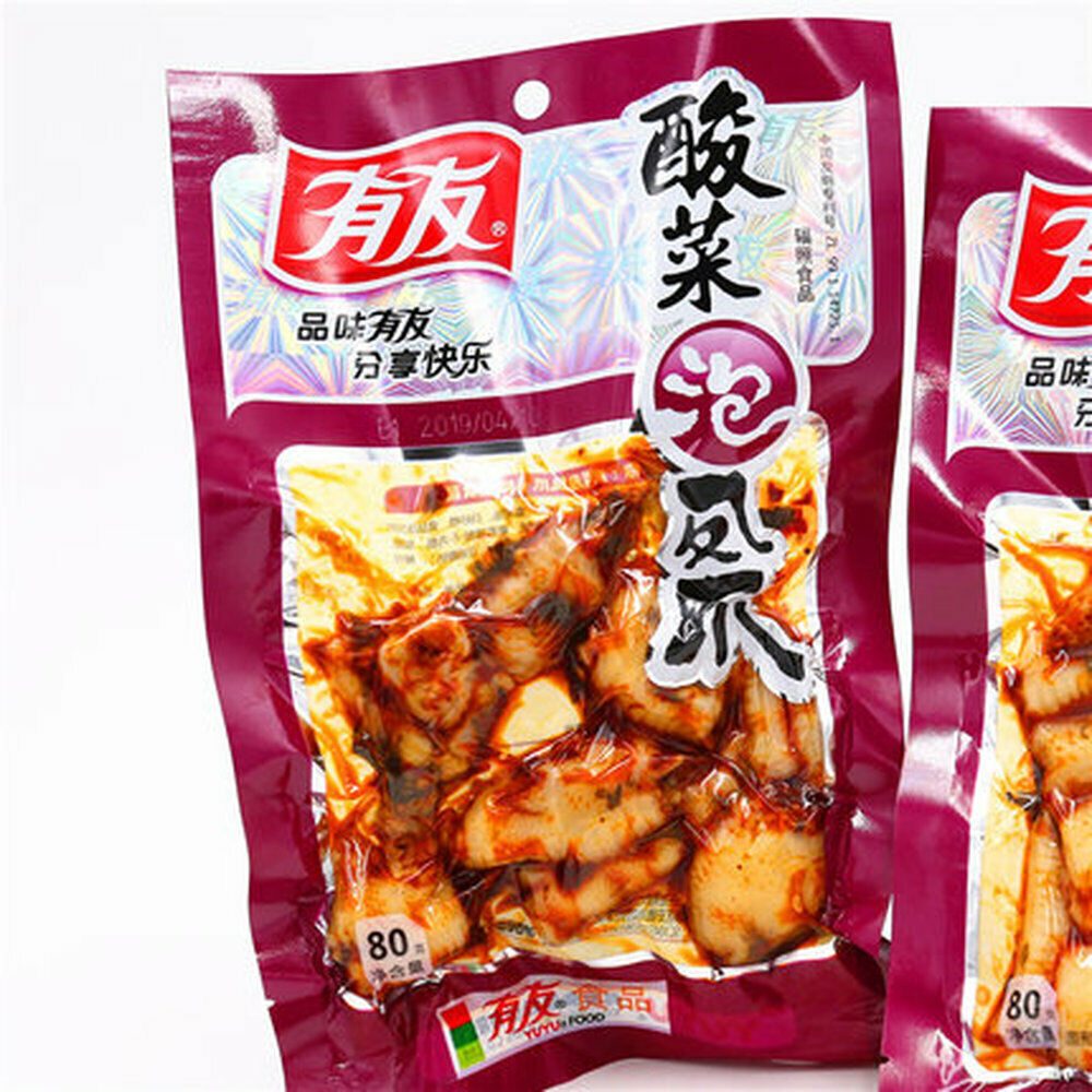 5 Bags x 70g Youyou Suancai Chicken Feet Chinese Specialty 5袋装有友凤爪鸡爪酸菜味中国特产