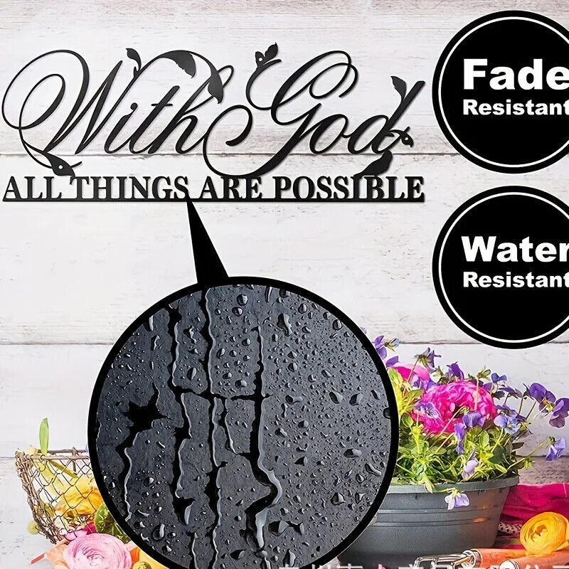 1pc Iron Art Decoration Wall Decor With God All Things Are Possible Sign