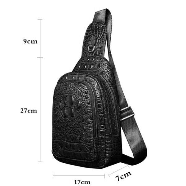 Men's Sling Backpack,100% Genuine Leather Crocodile Luxury Crossbody Bag Daypack