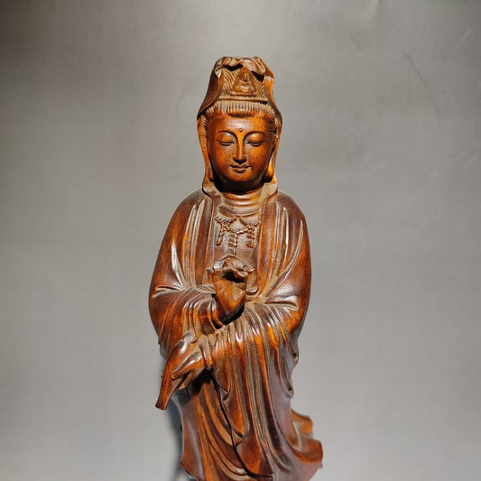 Wood Figure Guanyin statues Kind buddha home decor wooden carvings kwan yin room