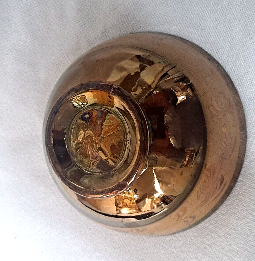 Antique Staffordshire copper lustre bowl, tan band of ornamentation