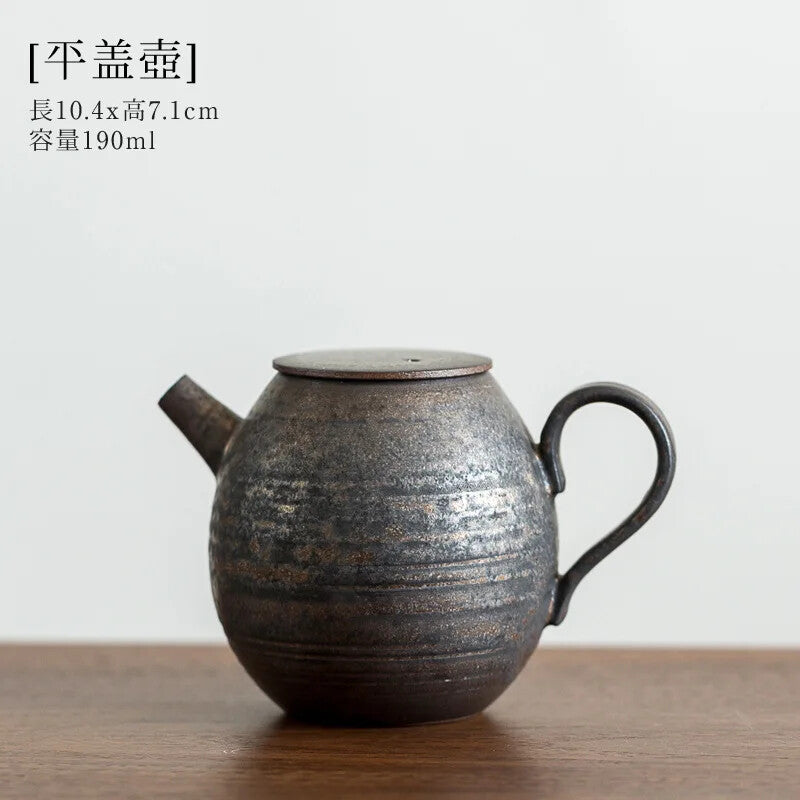 Gilt Glaze Teapot Side Handle Tea Rust Stoneware Kung Fu Set Ceramic Single Pot