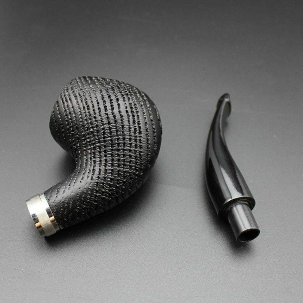Tobacco Smoking Pipes Pouch Filters Stand Set Bog Oak Bowl Wood+Plastic 14x3.2cm