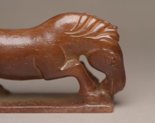 Chinese Vintage Hetian Jade Carving Horse Statue Collection Sculpture Art Work