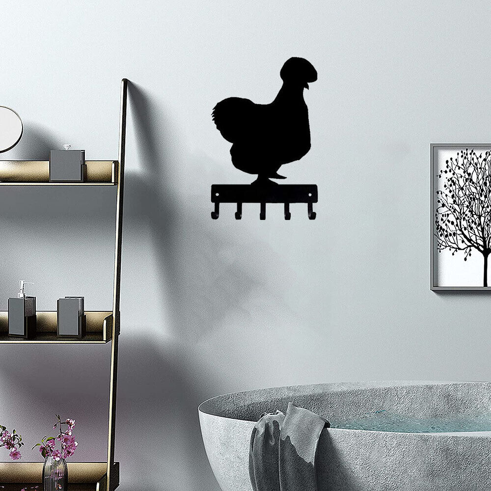 Silkie #1 Chicken Farm Key Rack - 6 inch Wide Metal Wall Art