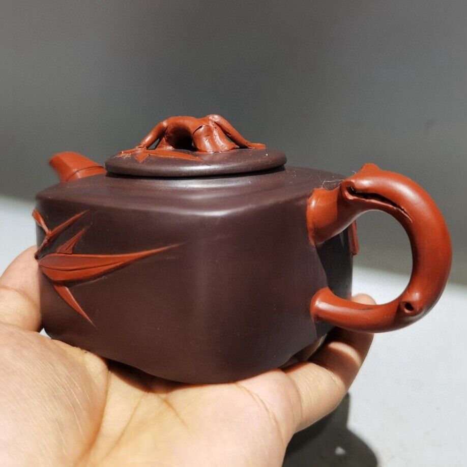 Chinese Yixing Purple Clay Teapot Zisha Ceramic Bamboo Plum Blossom Teaware Nice