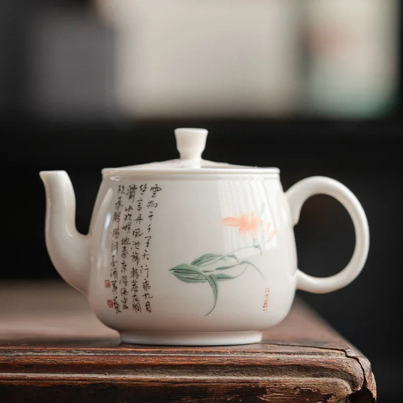 120ml Chinese Ceramic Handpainted Teapot Portable Tea Kettle Kungfu Teaware