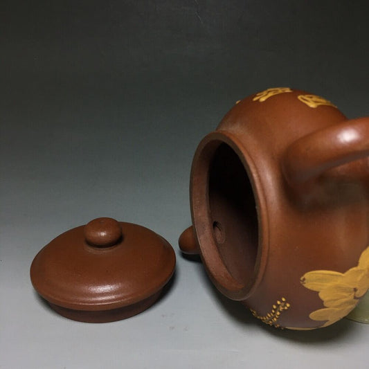 vintage chinese yixing purple clay teapot zisha ceremony carving Collectible art
