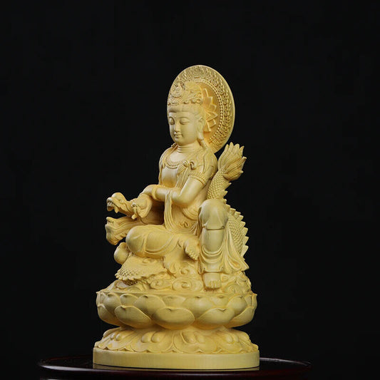 18cm Boxwood Wood Statue Figure Statue Buddha God Myth Feng Shui Office Wood