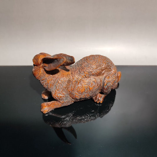 vintage wooden ornament carving Figurines Rabbit statue Animal decorative love