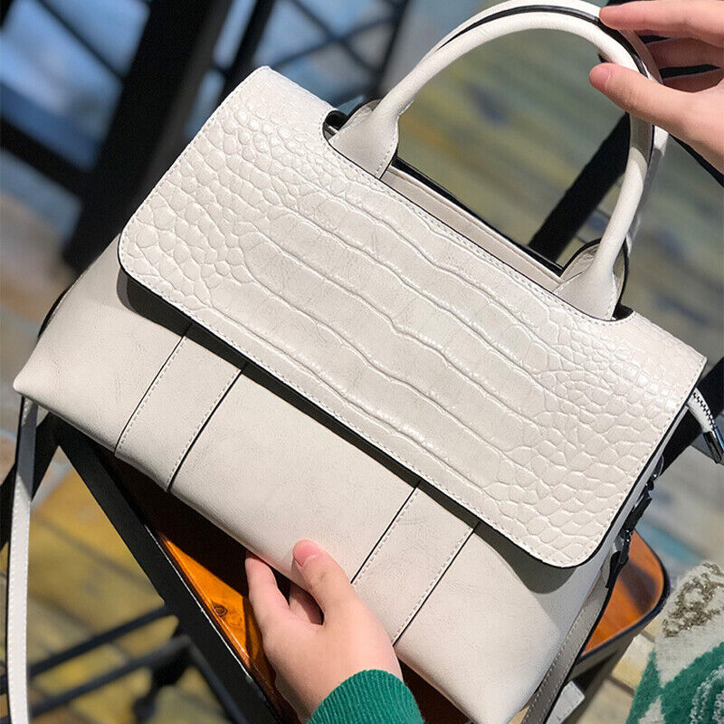 100% Genuine Leather Women's Crocodile Handbags Evening Party Bag Satchel Tote