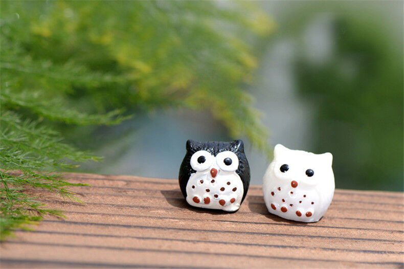 Night Owl Figures Miniature Figurine Mini Garden Aquarium Statue Craft 2 Pcs/Set