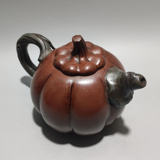 Vintage Chinese Yixing Purple Clay Teapot Zisha Ceremony Ceramic Pumpkin Teaware