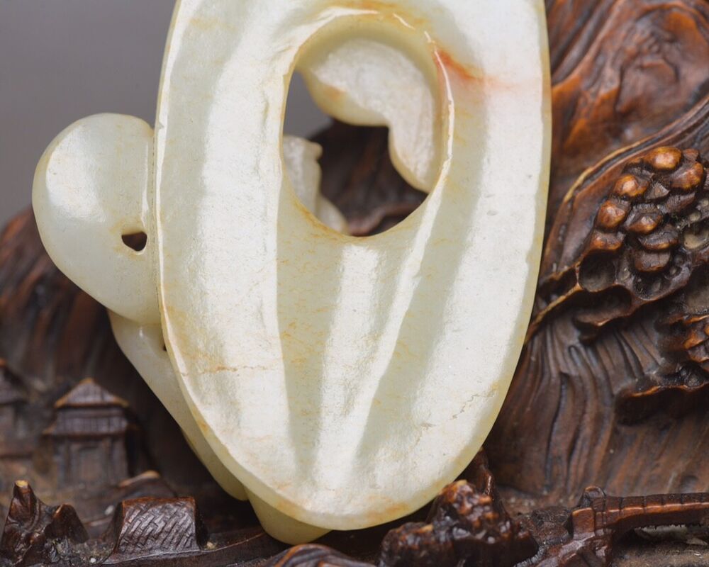Antigue Chinese Hetian Jade Carved Dragon Statue Fine Jade Pendant Jewelry Gift