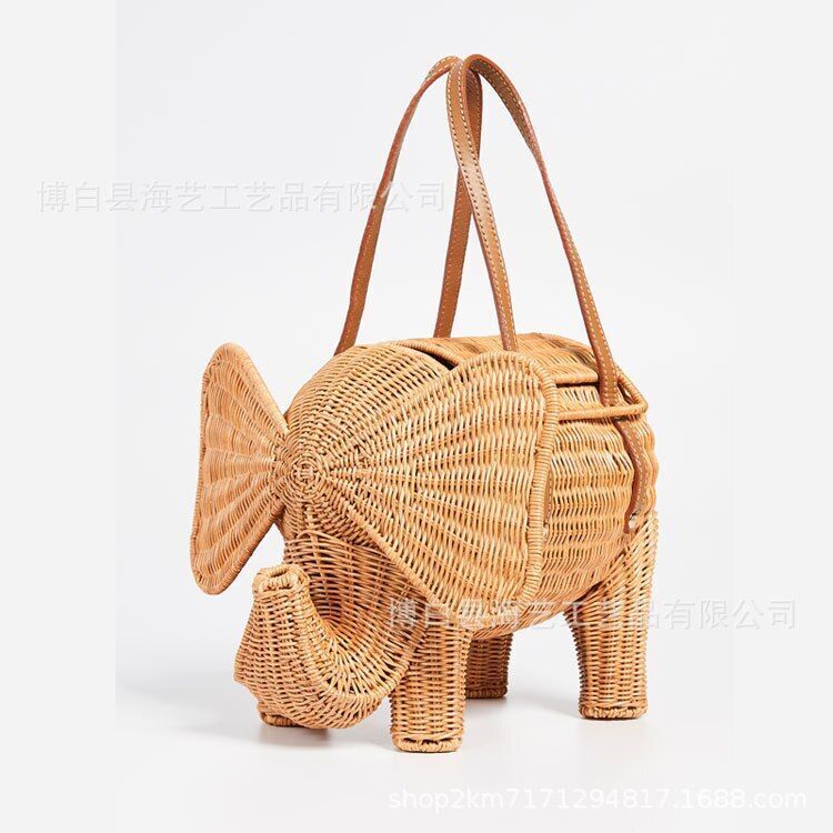 Rattan Bag Elephant Purse Luxury Handbag Women Shoulder Bags Cotton 32*17*20 CM
