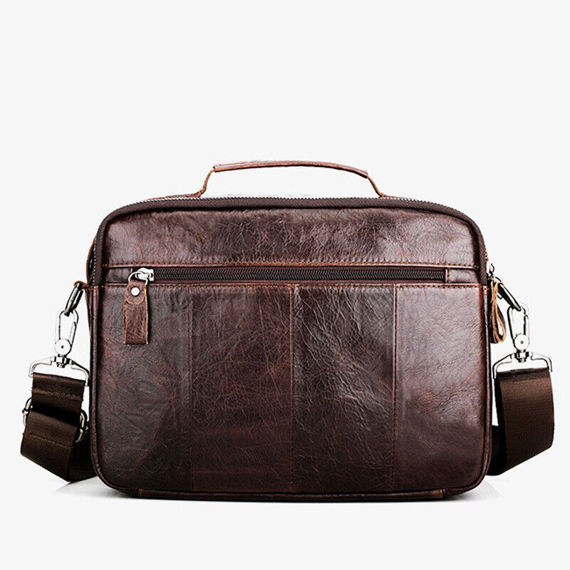 100% Genuine Leather Men's Handbag 11" Crossbody Shoulder Bag Business Messenger