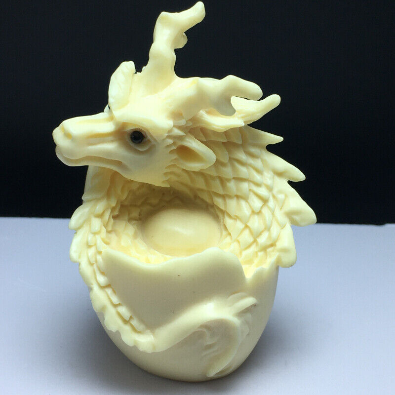 3.2"Natural Crystal .COROZO NUT. Hand-carved.Exquisite dragon.Animal statues1pcs