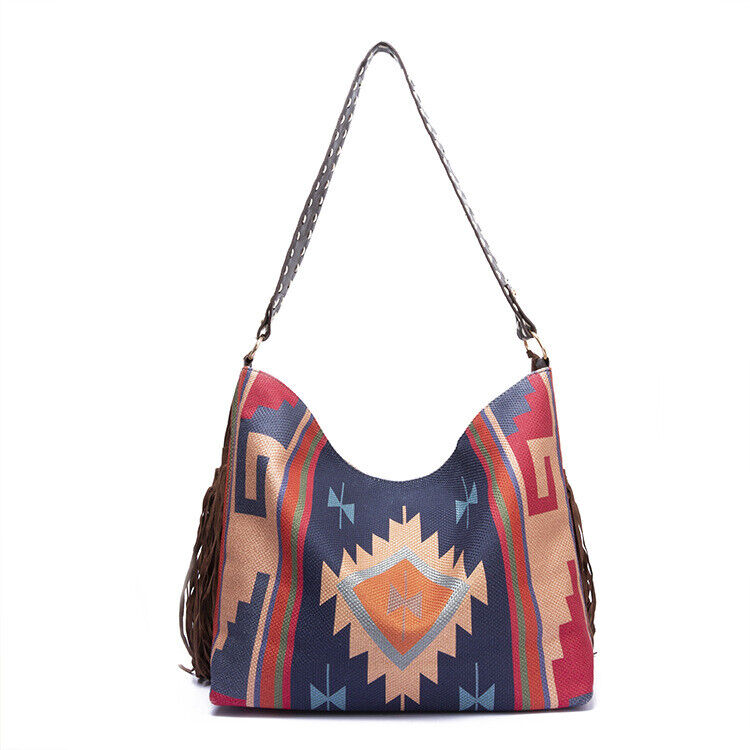 Large Hand-Woven Tassel Bag, Women's Canvas Tote Shoulder Bags RETRO