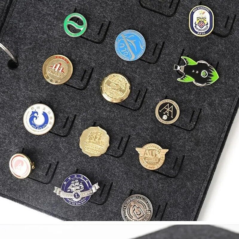 Felt Pin Brooch Display Storage Book Metal Badge Chest Organizer Box 20x2.5x26cm