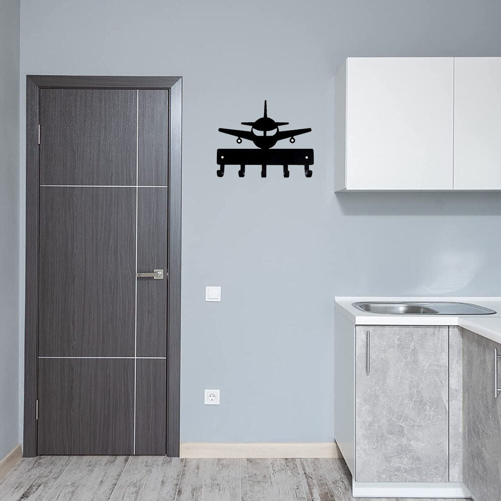 Airplane #1 Key Rack Hanger - 6 inch Wide Metal Wall Art
