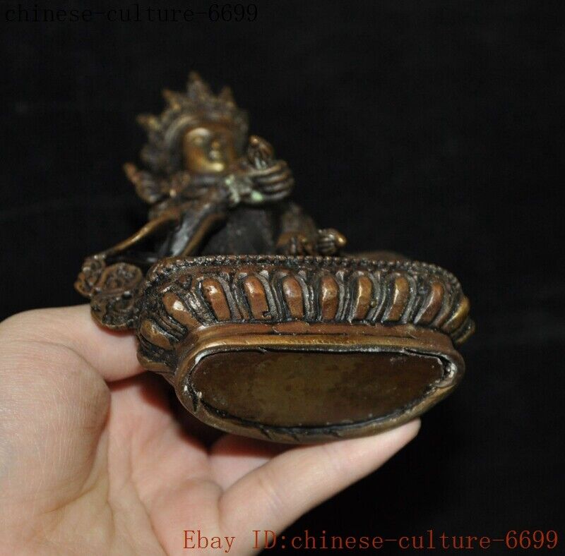 Bronze Green Tara Spring Yin Guanyin Buddha Statue In Ancient Tibetan Buddhism