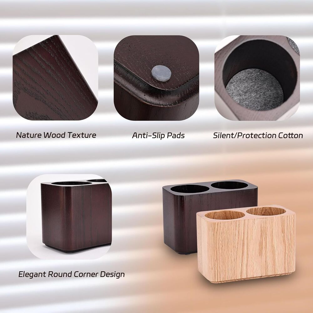 Wooden Pen & Pencil Holder Oak Solid Stationery Organizer Desk Accessories Gift