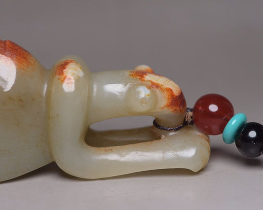 Antique Chinese Hetian Jade Carving Mantis Statue Exquisite Pendant Collections