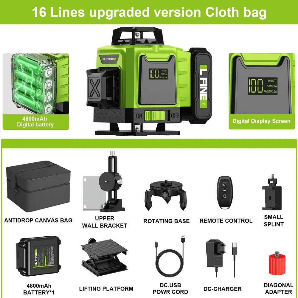 2/4D16 Lines 360°Self-leveling Laser Levels Optional tripod And Vertical Tool