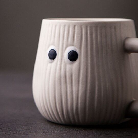 Ceramic Red Mushroom Mug with Lid, Umbrella Cover Lid Coffee Cup with Handle