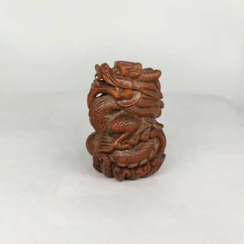 vintage wooden dragon sculpture statue Boxwood Wood carved figure room decor