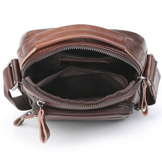 100% Genuine Leather Men's Crossbody Shoulder Bag 8" Handbag Business Cowhide