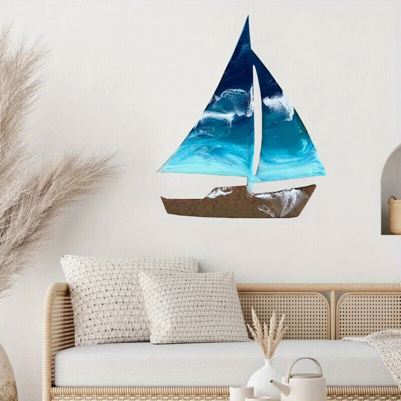 Sailboat Shape Wall Art Ocean Kids Room Decor Sailboat Artwork Beach Home Decor