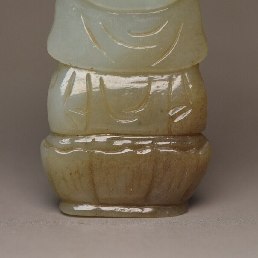 Chinese Antique Natural Hotan Jade Carving Guanyin Statue Pendant Jewelry Gift