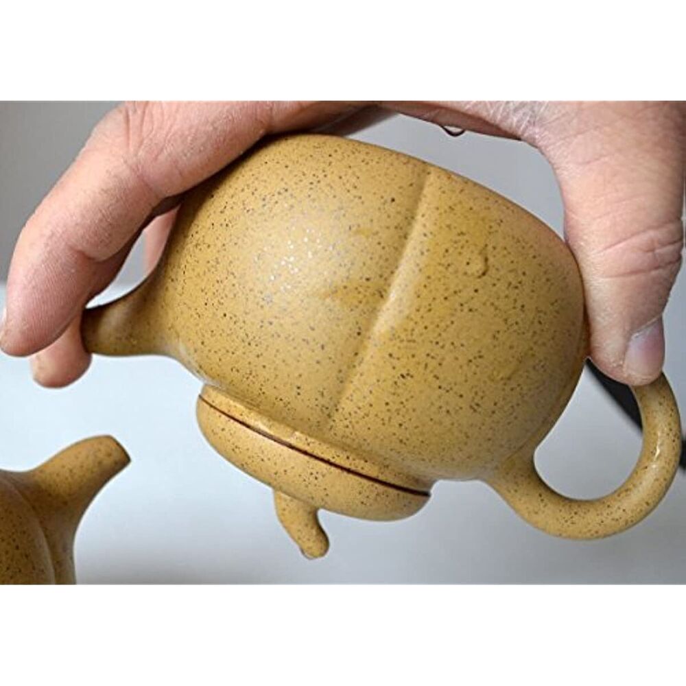 Authentic Chinese Zisha Teapot 8oz Yixing Clay Yellow Sesame Mud Tea Pot Pumpkin