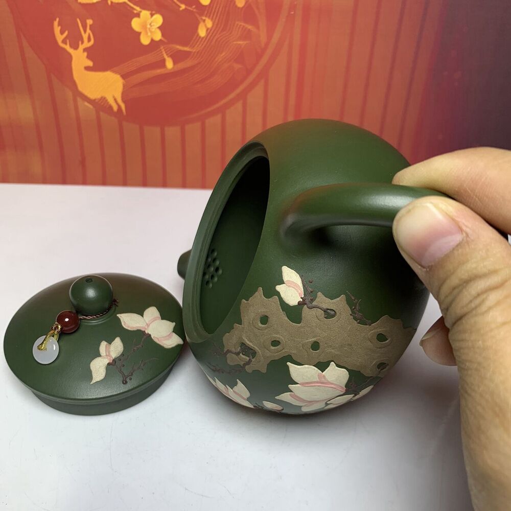 Vintage China Yixing Purple Clay Teapot Zisha Ceremony Green Clay Gongfu Teaware