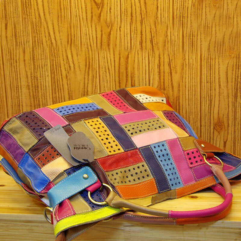 Designer Women'S Genuine Leather Multi-color Handbag Satchel Tote Shoulder Bags