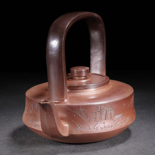 Chinese Yixing Purple Clay Teapot Zisha Ceramic Landscape Teaware Collection Art