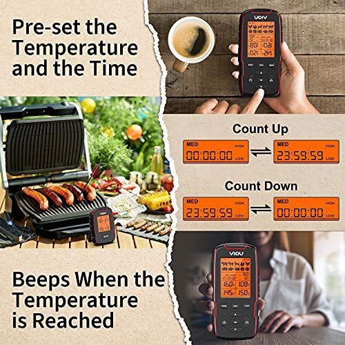 Wireless Meat Thermometer For Cooking Digital Meat Thermometer With 4 Probes 500