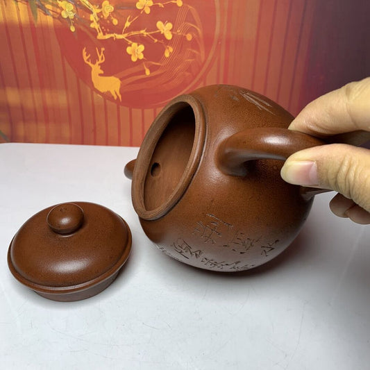 Chinese Yixing Purple Clay Teapot Zisha Ceramic Bamboo Teaware Collectible Rare