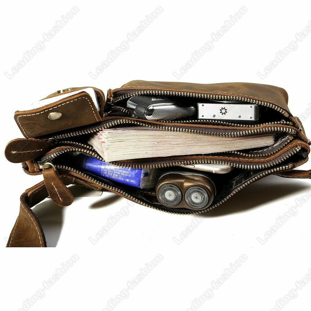 Men Real Leather Bum Waist Belt Bag Fanny Pack Sports Travel Running Pouch