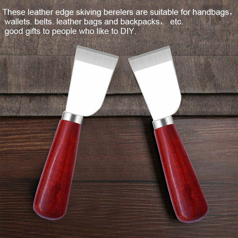 Professional Leather Cutting Knife Wooden Handle 16.5x3.5cm Skiving Leathercraft