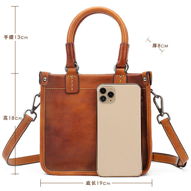 Womens 100% Genuine Leather Retro Handbag Cowhide Leather Crossbody Shoulder Bag
