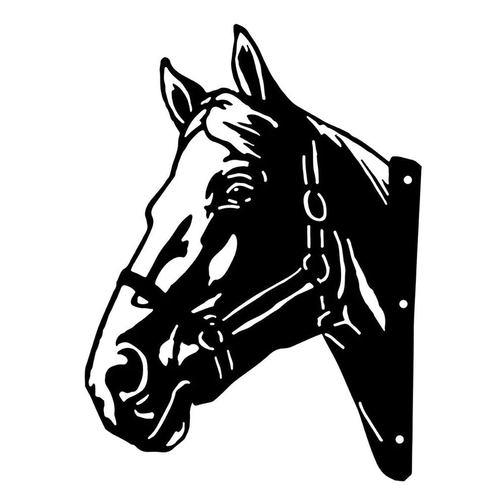 Horse Head Shape Iron Silhouette, Cute Ornament For Outdoor Garden Fence