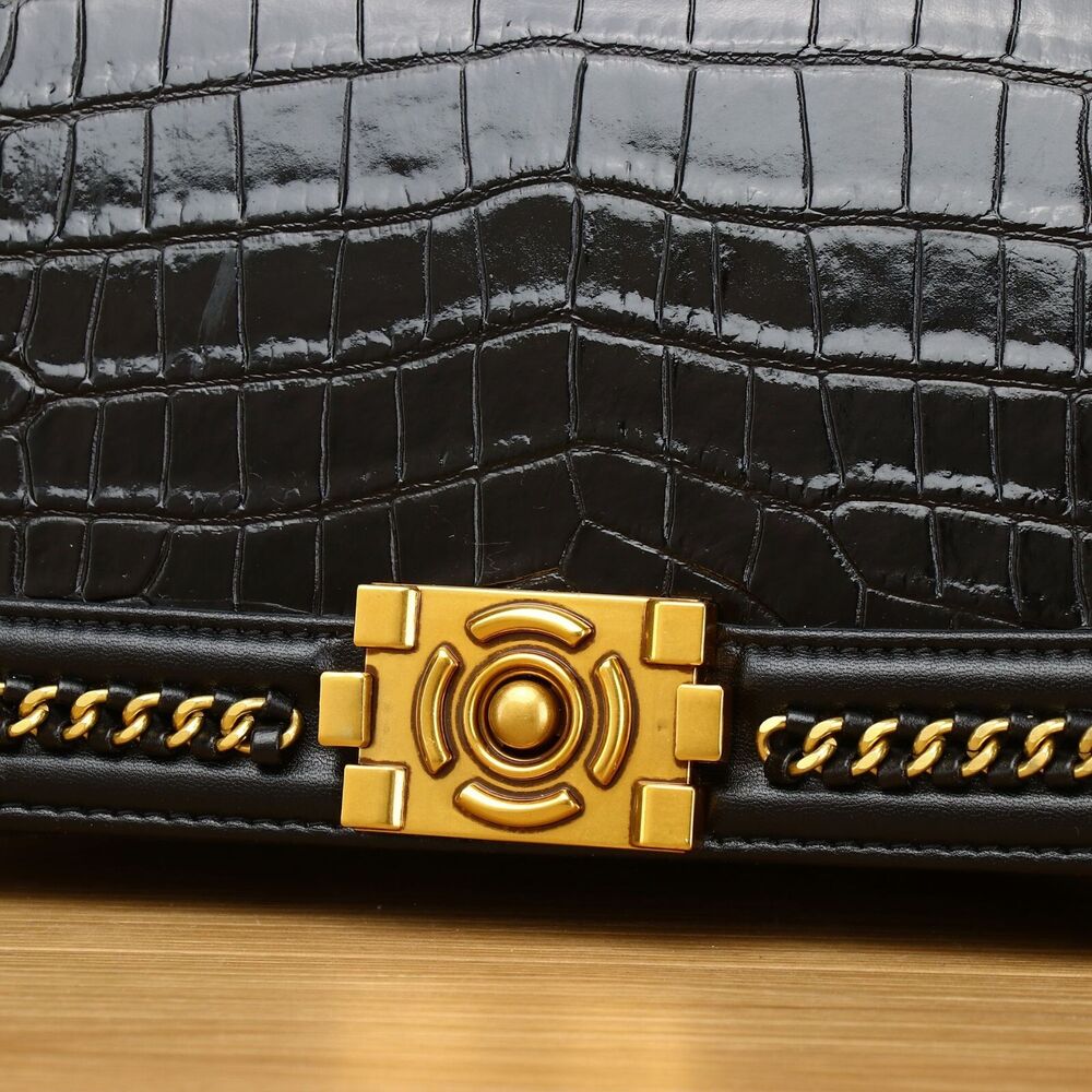 Women's Real Leather Bag Crocodile belly Embossed Evening Party Bag Shoulder Bag