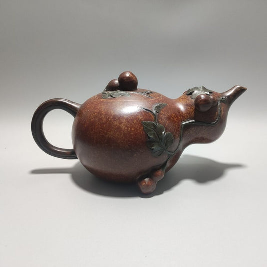Vintage Chinese Yixing Purple Clay Teapot Zisha Ceremony Ceramic Gourd Teaware