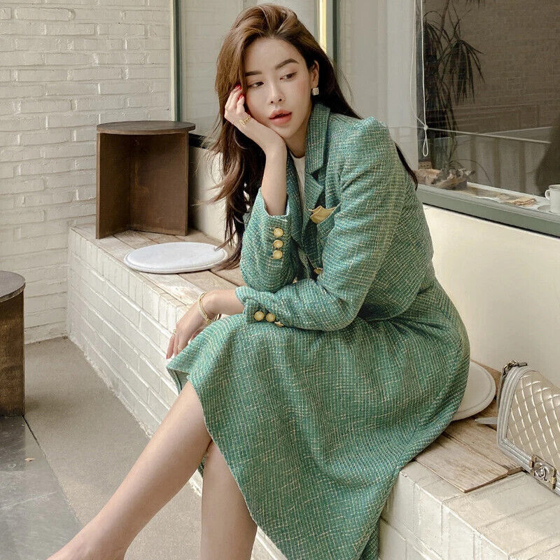Women Office Outfit Lady Single Short Blazer Coat Suit Jacket Skirt 2 Piece Sets