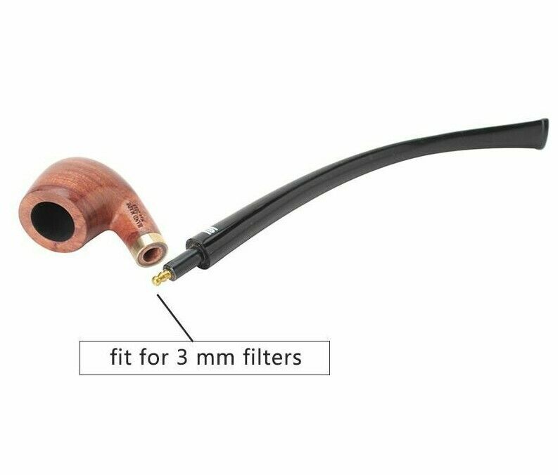 Churchwarden Long Bent Stem Kevazingo Wood Smoking Pipe 3mm Filter Tobacco Pipes