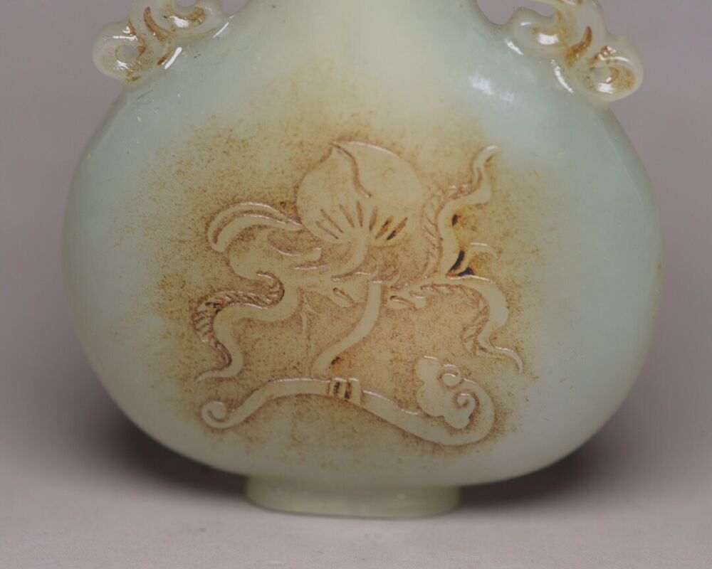Vintage Chinese Antique Hetian Jade Carved Figure Story Statue Nice Snuff Bottle